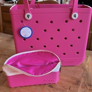 Original Bogg Baby Bag & Beauty Cosmetic Bag Beach Tote Waterproof Haute Pink
